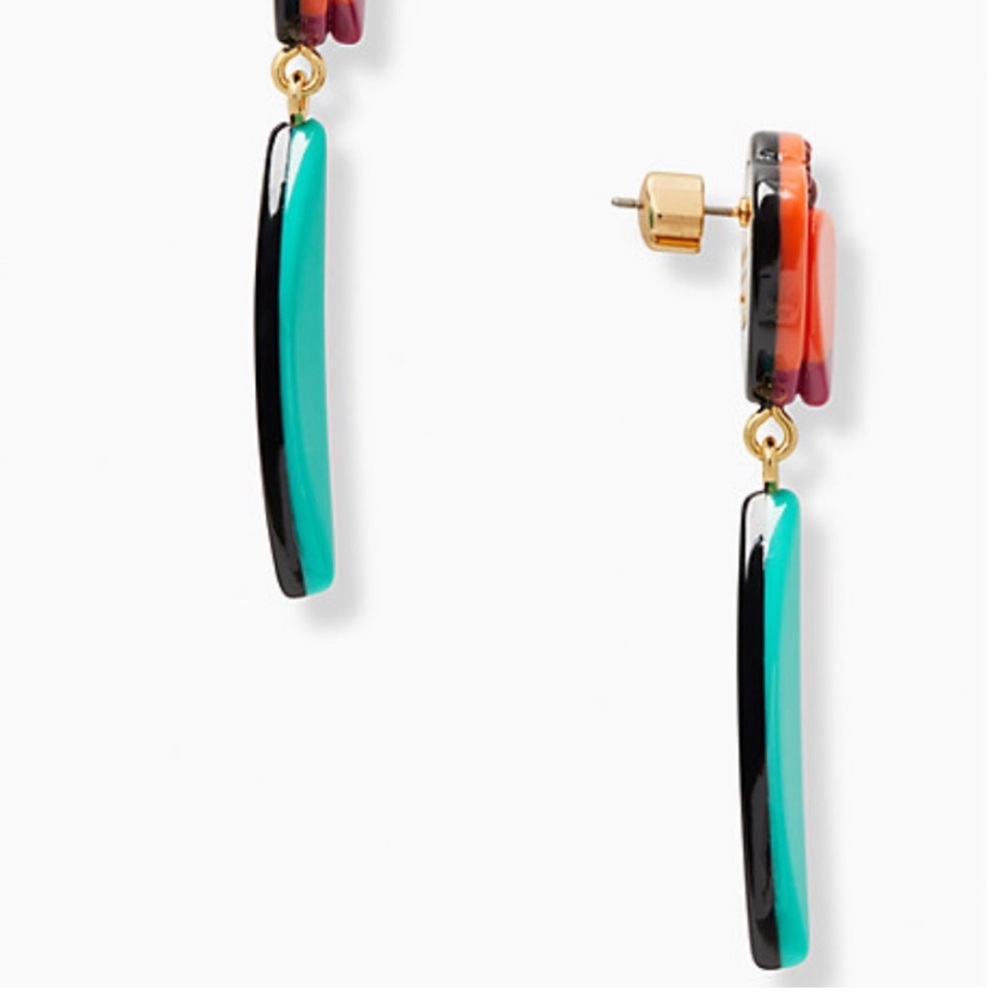 KATE SPADE UEC “Best Buds” red green floral statement earrings - Picture 2 of 9